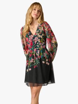 Adrianna Papell Floral Flounce Mini Dress, Black/Multi, Black/Multi