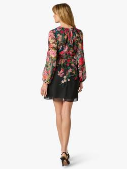 Adrianna Papell Floral Flounce Mini Dress, Black/Multi - view 2, Black/Multi