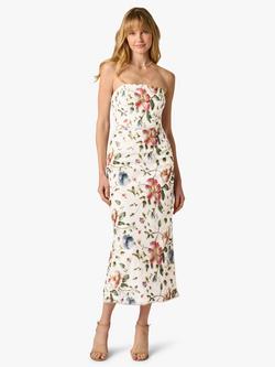 Adrianna Papell Strapless Embroidered Floral Dress, Ivory/Multi, Ivory/Multi