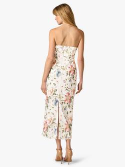 Adrianna Papell Strapless Embroidered Floral Dress, Ivory/Multi - view 2, Ivory/Multi