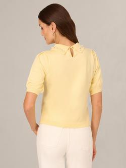 Adrianna Papell Embellished Collar Knit Top, Pastel Yellow - view 2, Pastel Yellow