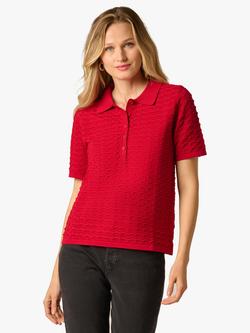 Adrianna Papell Pointelle Polo Shirt, Red, Red