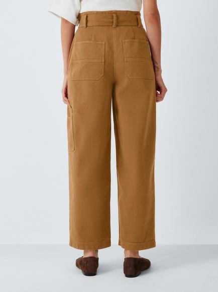 AND/OR Belted Cotton Blend Cargo Trousers, Tobacco - view 2, Tabacco