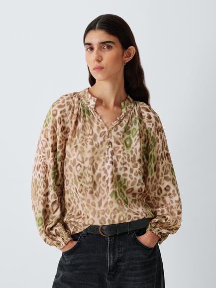 AND/OR Lexi Leopard Print Blouse, Leopard/Multi, Leopard Multi