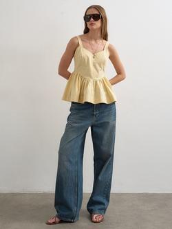 Topshop Peplum Cami Top, Yellow, Yellow