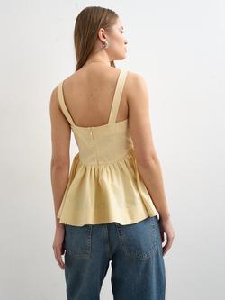 Topshop Peplum Cami Top, Yellow - view 2, Yellow