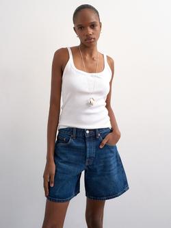 Topshop Wide Leg Denim Shorts, Dark Blue
