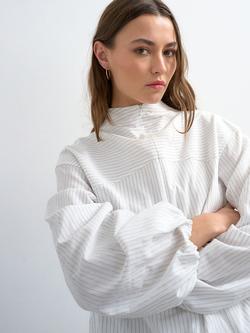 Topshop Stripe Cuffed Long Sleeve Top, White - view 2, White