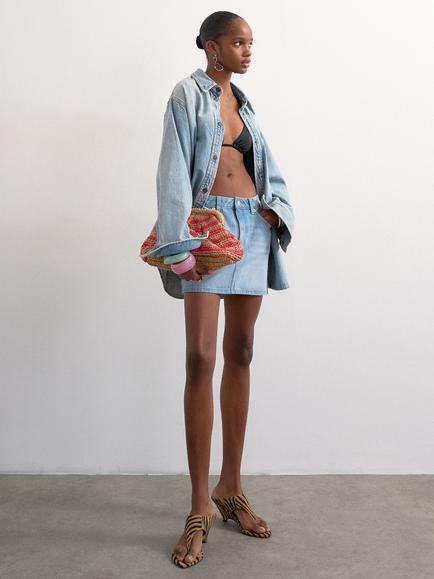 Topshop Denim Mini Skirt, Light Blue - view 2, Light Blue
