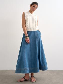 Topshop Denim Maxi Skirt, Light Blue