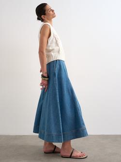 Topshop Denim Maxi Skirt - view 2, Light Blue