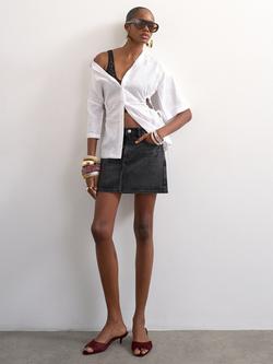 Topshop Denim Mini Skirt, Black - view 2, Black