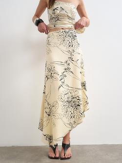 Topshop Floral Slip Skirt, Cream/Black, Cream/Black