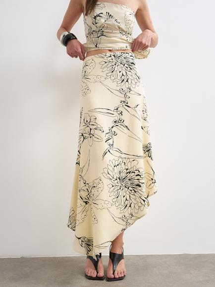Topshop Floral Slip Skirt, Cream/Black, Cream/Black