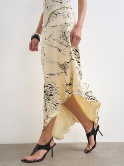 Topshop Floral Slip Skirt, Cream/Black - view 2, Cream/Black