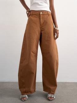 Topshop High Rise Horseshoe Barrel Leg Jeans, Brown, Brown
