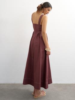 Topshop Stitch Sundress, Plum - view 2, Plum