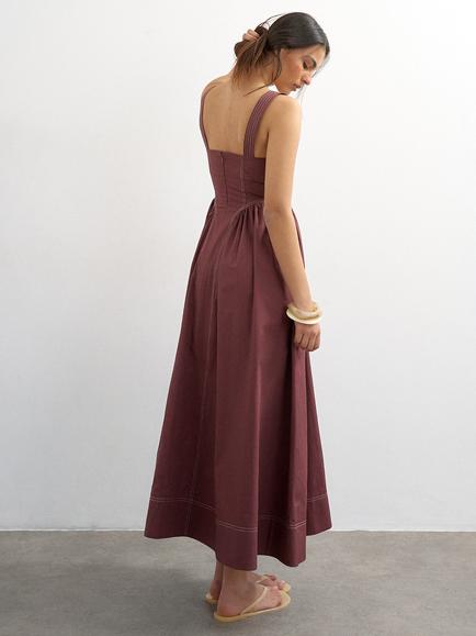 Topshop Stitch Sundress, Plum - view 2, Plum