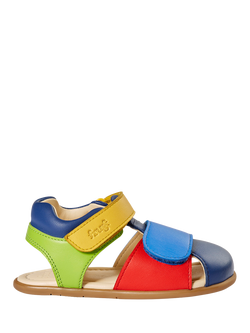 Frugi Kids' Seaside Leather Sandals, Hotchpotch/Rainbow, Hotchpotch/Rainbow