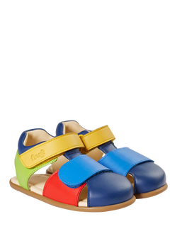 Frugi Kids' Seaside Leather Sandals, Hotchpotch/Rainbow - view 2, Hotchpotch/Rainbow