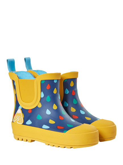 Frugi Kids' Rain & Shine Short Wellington Boots, Rainbow Rain, Rainbow Rain
