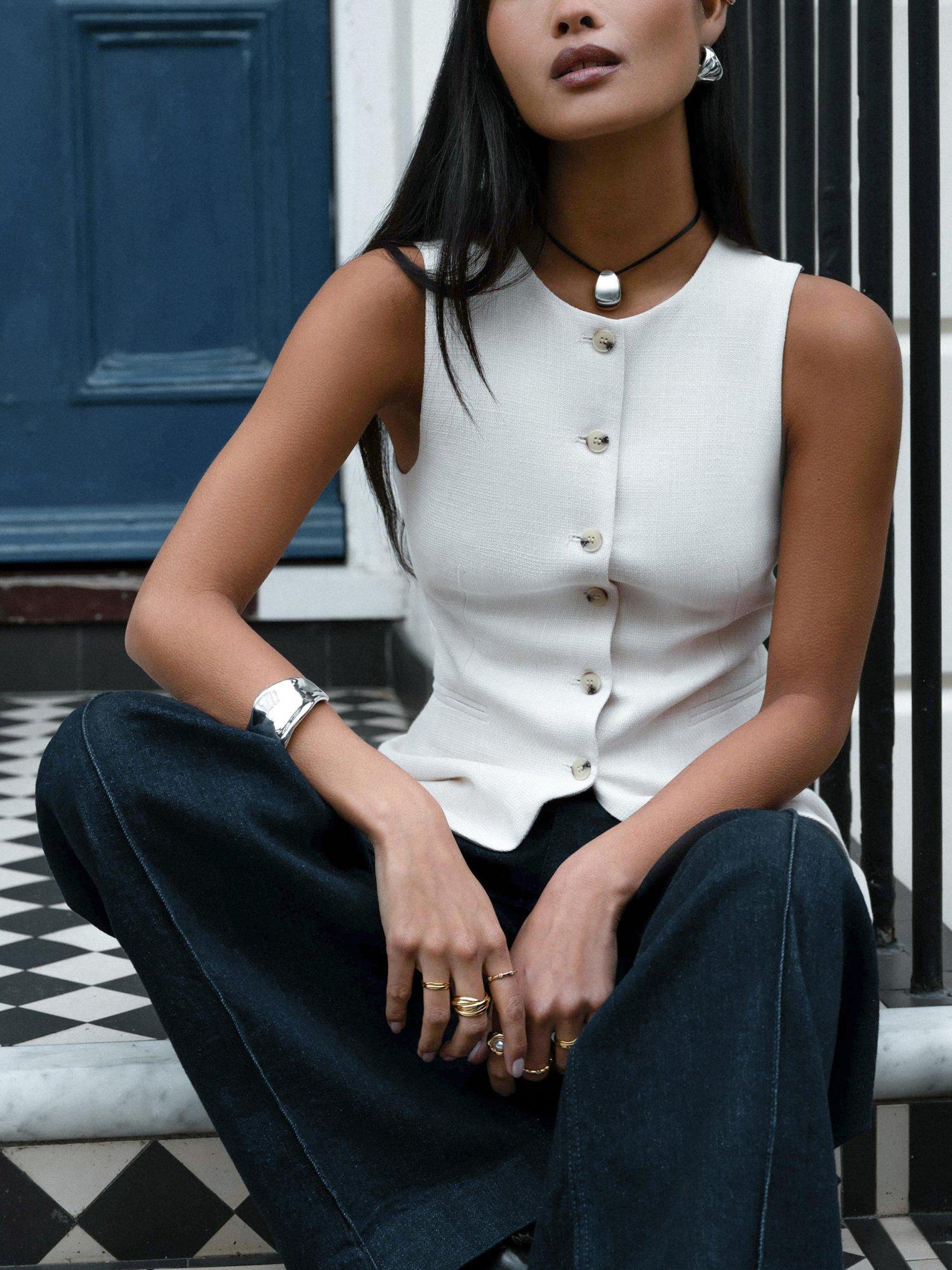 Product image 2 of 2, which shows Orelia Statement Wave Bangle Bracelet, Silver