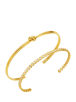 Orelia Linear Knot & Crystal Stacking Bracelet Set, Pack of 2, Gold, Gold