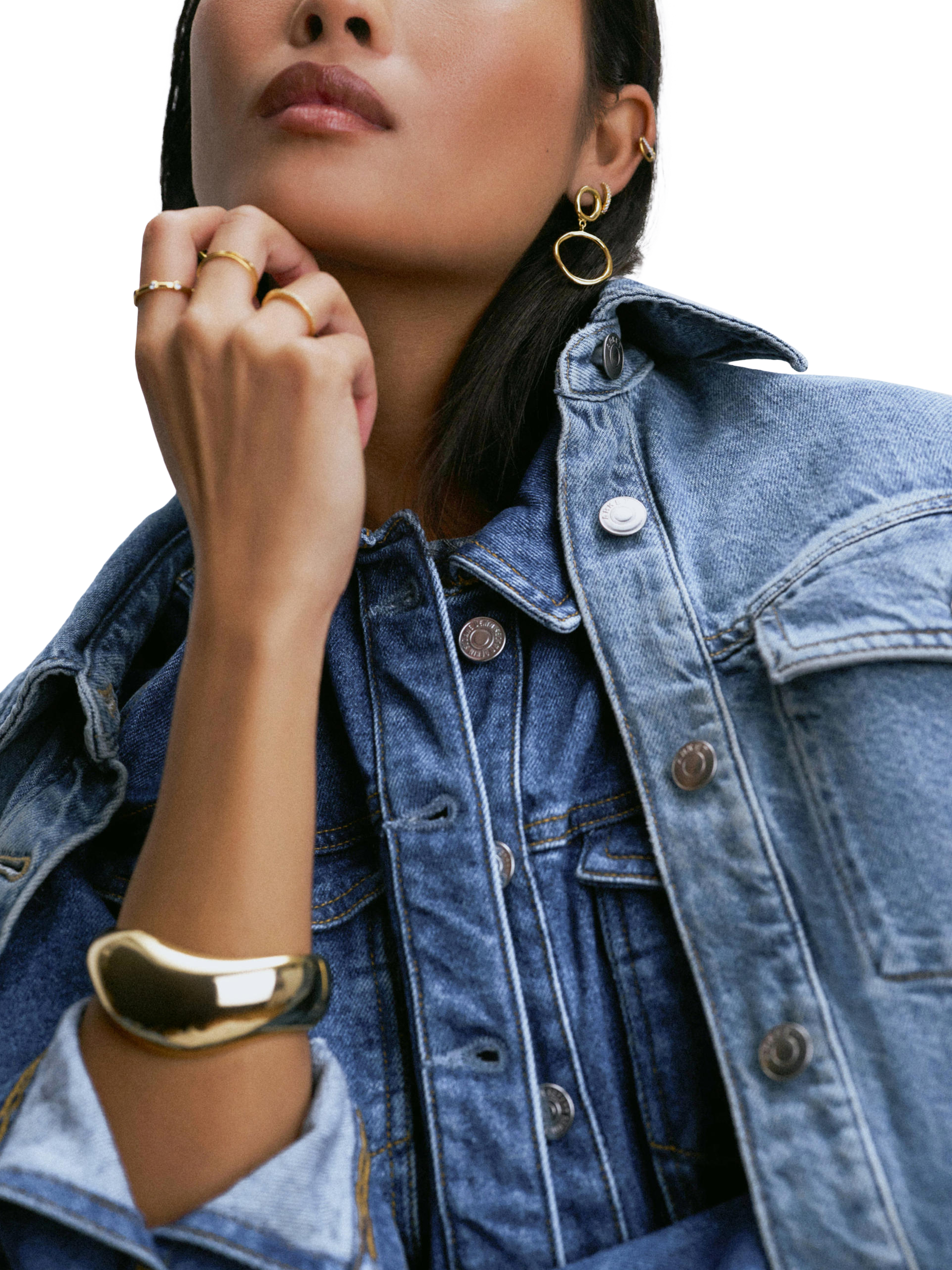 Product image 2 of 2, which shows Orelia Statement Wave Bangle Bracelet, Gold