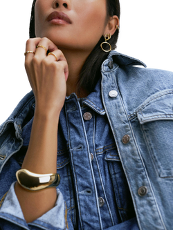 Orelia Statement Wave Bangle Bracelet - view 2, Pale Gold