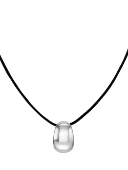 Orelia Tapered Pendant Cord Necklace, Silver/Black, Silver/Black