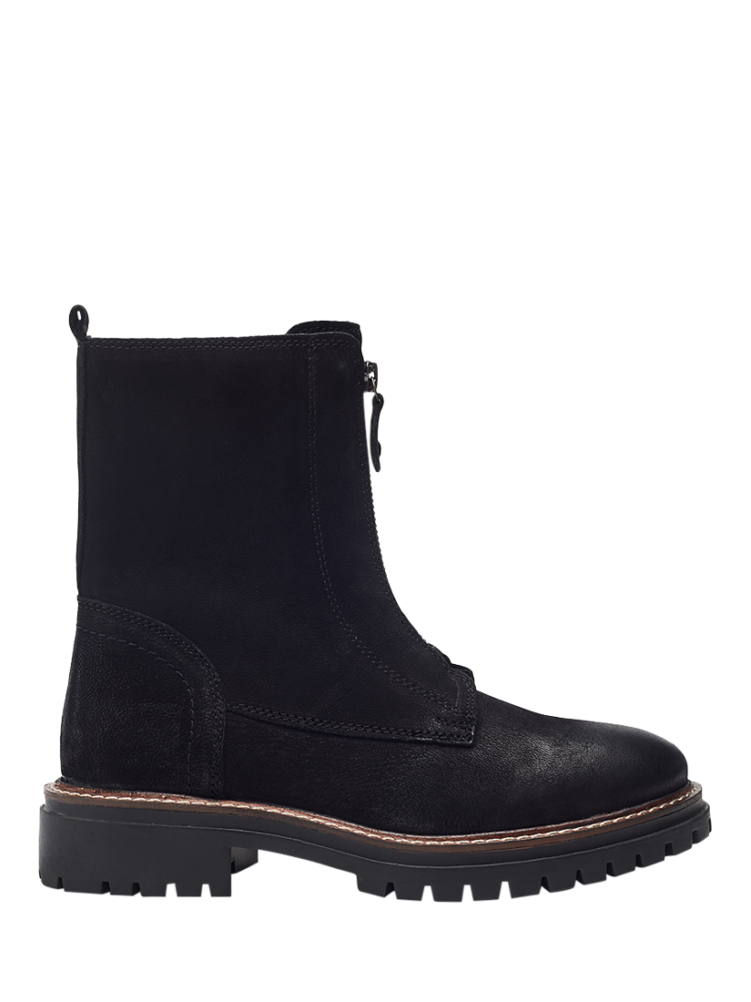 Product image 1 of 3, which shows Moda in Pelle Arru Suede Biker Boots, Black, 3