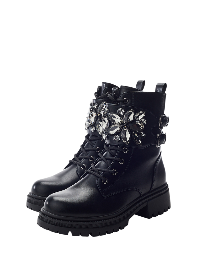 Product image 2 of 4, which shows Moda in Pelle Oxaria Biker Boots, Black, 3
