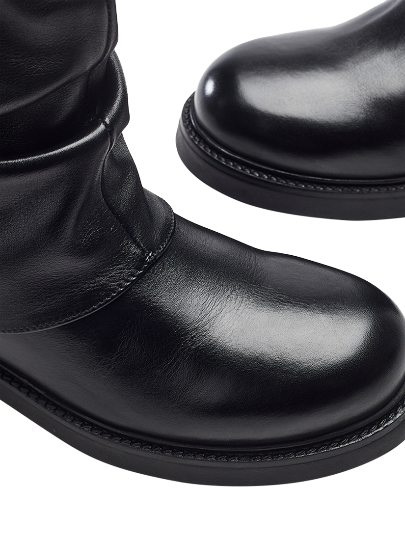 Product image 4 of 5, which shows Moda in Pelle Rinnia Leather Slouch Biker Boots, Black, 3