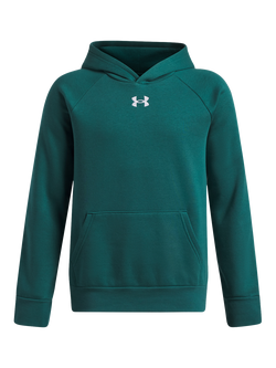 Under Armour Kids' Rival Fleece Hoodie, Green/White, Green/White