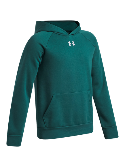 Under Armour Kids' Rival Fleece Hoodie, Green/White - view 2, Green/White