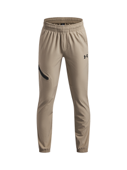Under Armour Kids' Unstoppable Woven Joggers, Khaki/Black