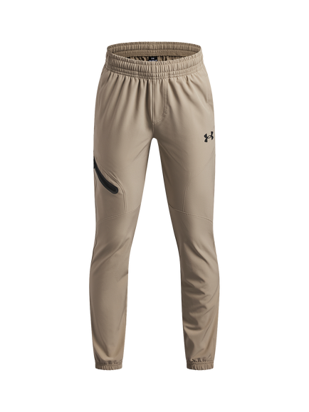 Under Armour Kids' Unstoppable Woven Joggers, Khaki/Black
