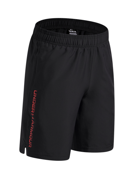 Under Armour Kids' Tech Wordmark Shorts, Black - view 2, Bl/Venom Red