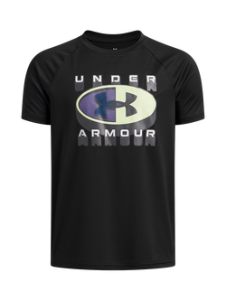 Under Armour Kids' Tech Graphic T-Shirt, Black/White, Black/White