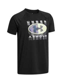 Under Armour Kids' Tech Graphic T-Shirt, Black/White - view 2, Black/White