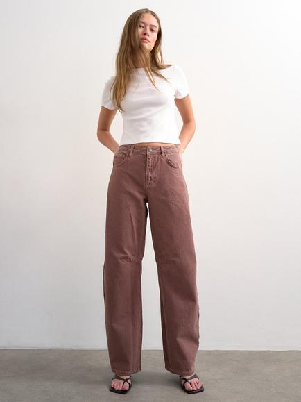 Topshop Mid Rise Barrel Leg Jeans, Aubergine, Aubergine