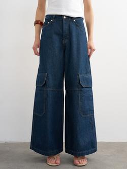 Topshop Mid Rise Wide Leg Jeans, Dark Blue, Dark Blue