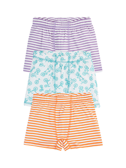 Frugi Kids' Sean Cotton Printed Boxer Shorts, Pack of 3, Bike, Bike