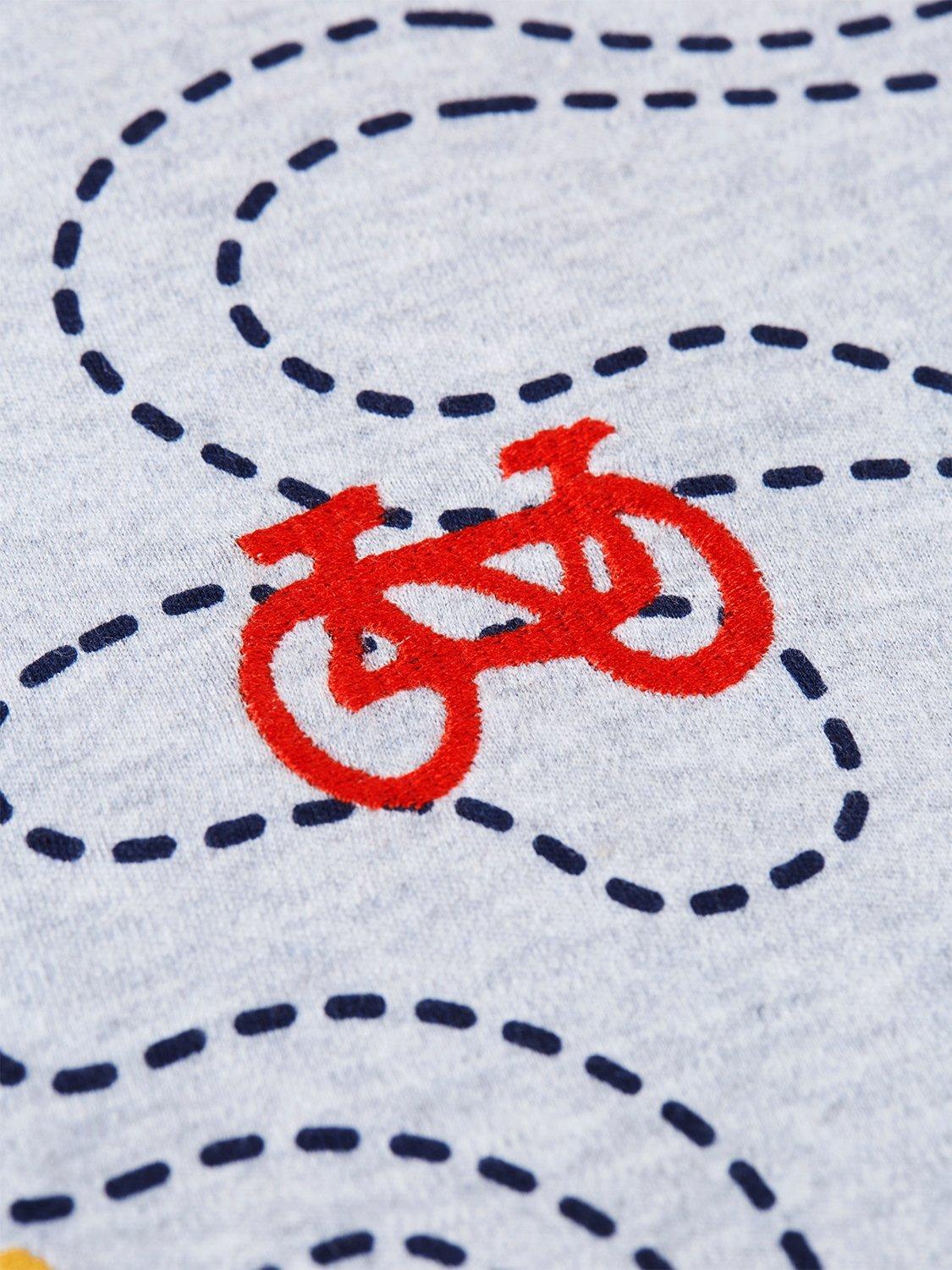 Product image 4 of 4, which shows Frugi Kids' Compass Hooded Top, Grey Marl/Explore, 10-11 years