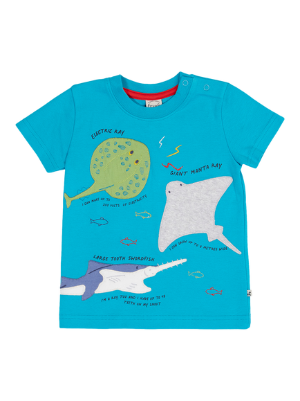 Frugi Kids' Avery T-Shirt, Tropical Sea/Rays, Tropical Sea/Rays