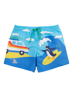 Frugi Kids' Polkerris Board Shorts, Multi, Multi