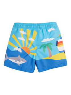 Frugi Kids' Polkerris Board Shorts, Multi - view 2, Multi