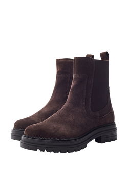 Moda in Pelle Olainie Suede Block Heel Ankle Boots - view 2, Dark Brown