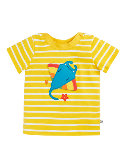 Frugi Kids' Easy On Interactive T-Shirt, Lemon Breton/Ray, Lemon Breton/Ray