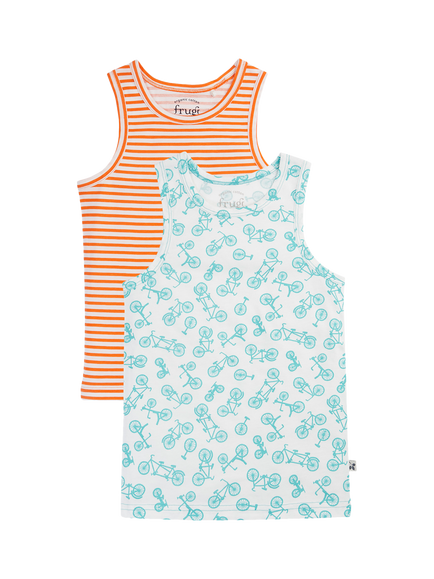 Frugi Kids' Varlie Cotton Vest, Pack of 2, Multi, Multi